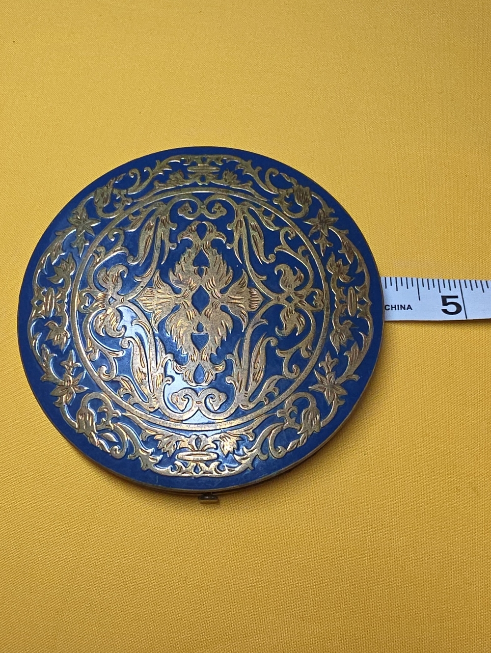 Vintage Rex Fifth Avenue Blue Gold Flapjack Powder Compact Mirror 1940s - Picture 11 of 12